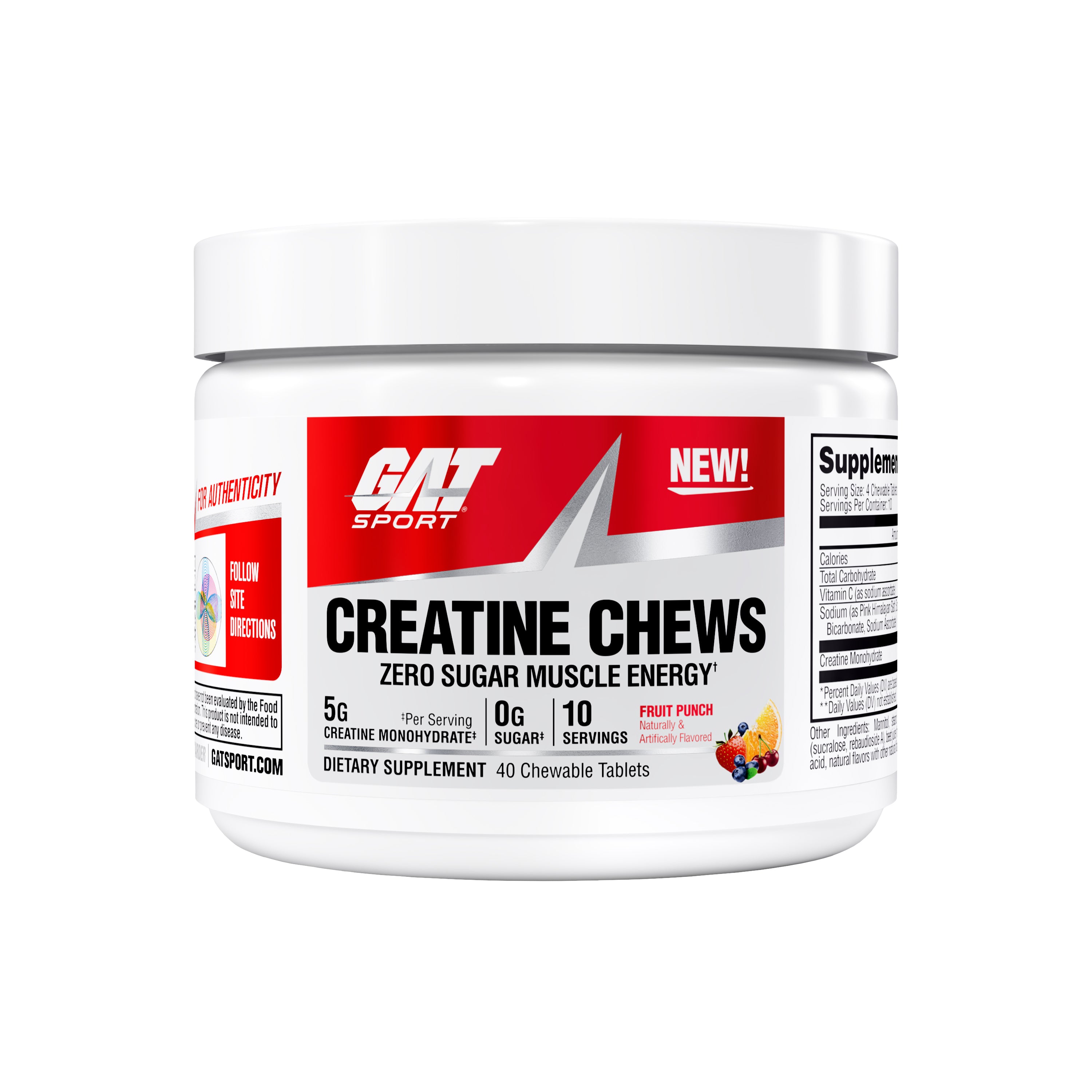 GAT Sport Creatine Chews supplement container on a white background