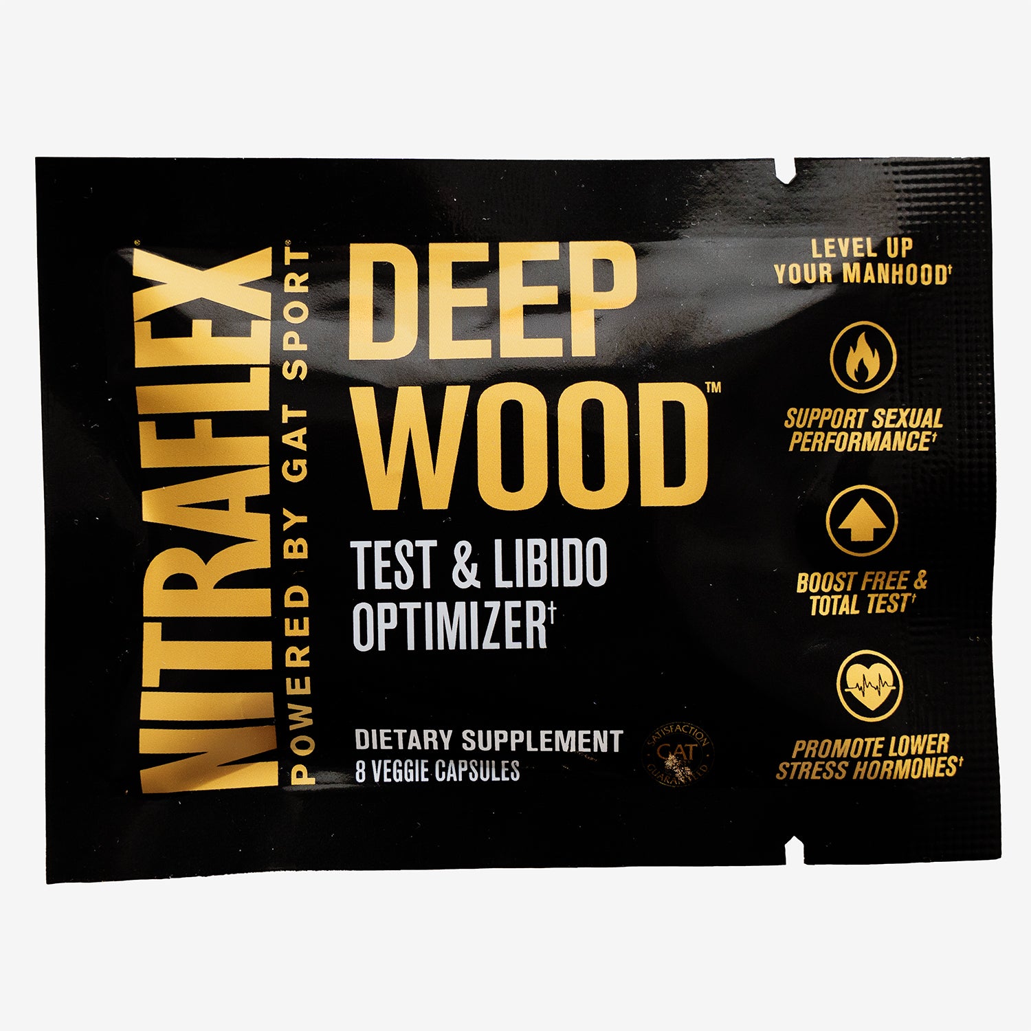 Nitraflex Deep Wood dietary supplement package on a white background