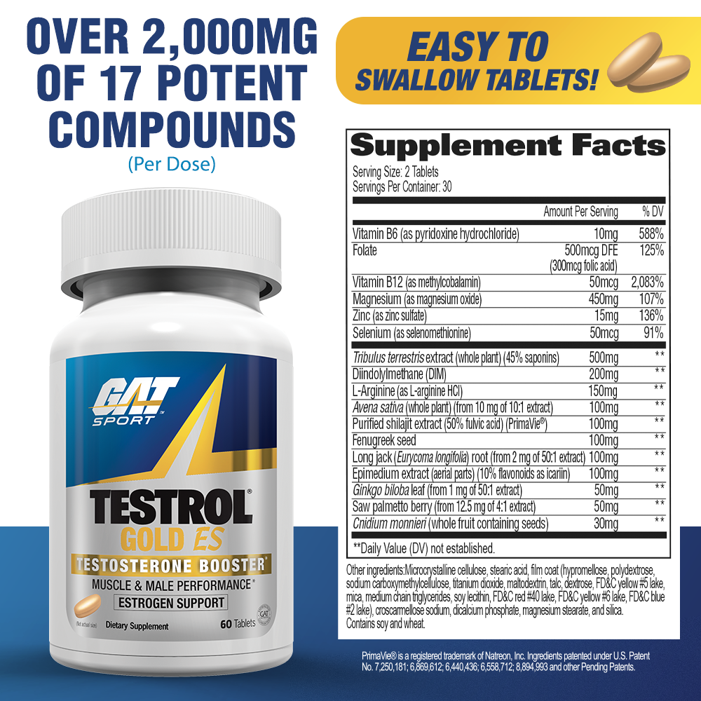 GAT SPORT Testrol Gold ES - supplement facts panel