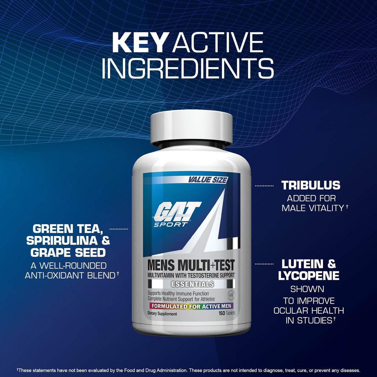 GAT SPORT MENS MULTI+TEST VITAMIN - key active ingredients