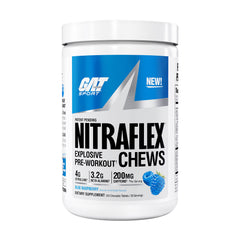 GAT Sport Nitraflex Explosive Pre-Workout Chews container on a white background