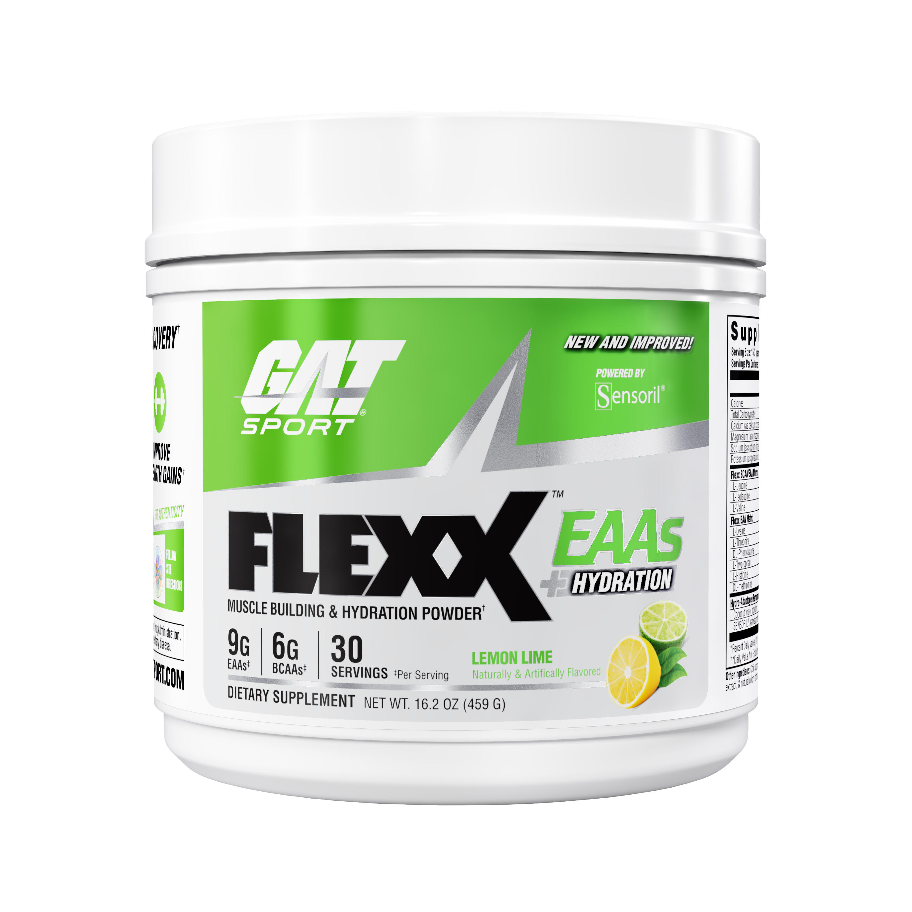 GAT Sport Flexx EAAs supplement container on a white background