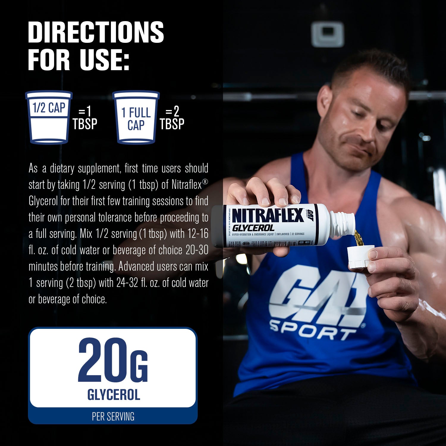 Person holding a supplement bottle with directions for use displayed on a dark background