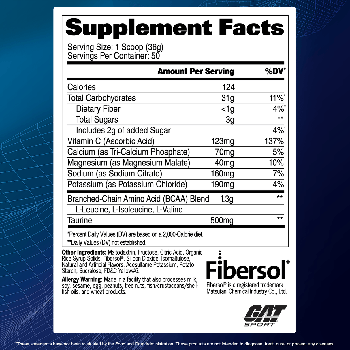 GAT SPORT CARBOTEIN - supplement facts