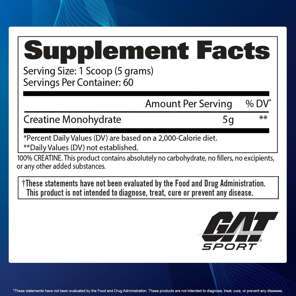 GAT SPORT CREATINE - supplement facts