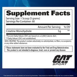 GAT SPORT CREATINE - supplement facts