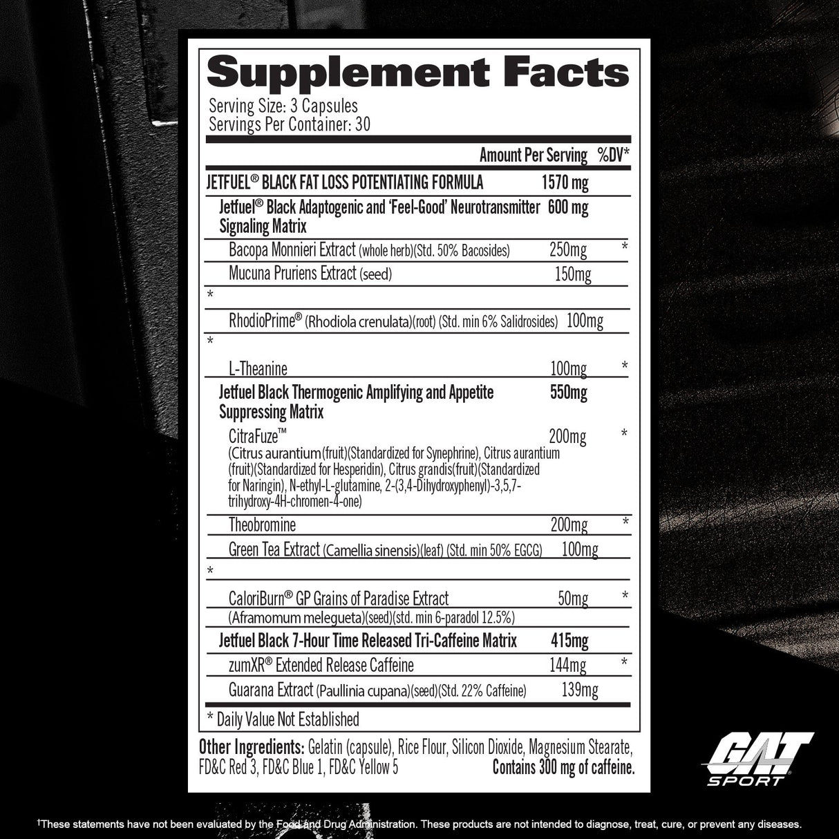 JETFUEL BLACK - supplement facts