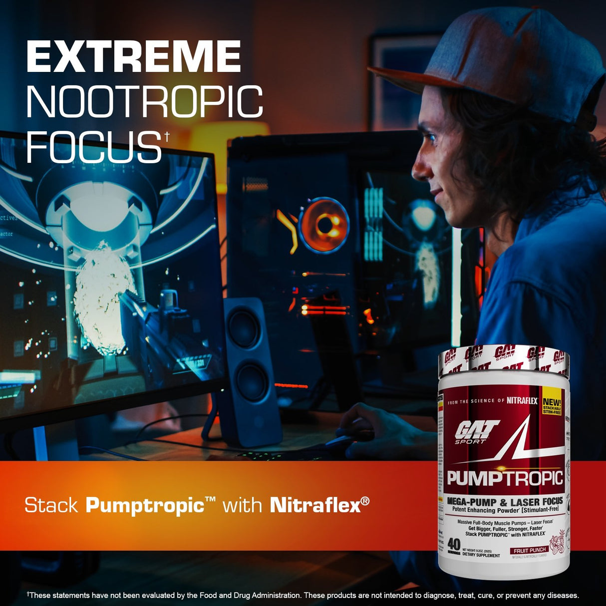 GAT SPORT Pumptropic Stim-Free Pre-Workout - extreme nootropic focus